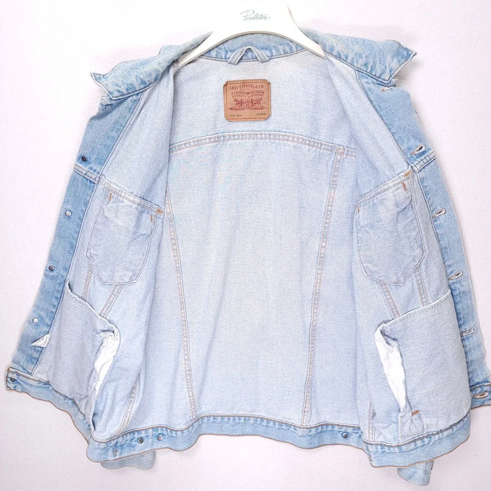 Levis 70507-4834 Denim Trucker Jacket Mens XL Light Wash Made in USA Vintage 90s